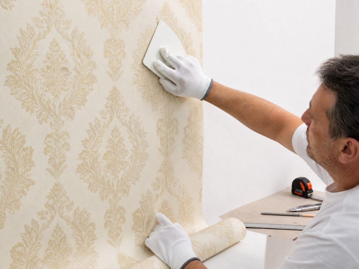 Professional wallpaper installation detail